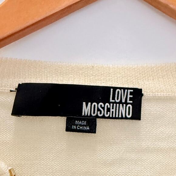 LOVE MOSCHINO | Floral‎ Embellished Cream Full Zip Cardigan US 4 - Picture 4 of 6